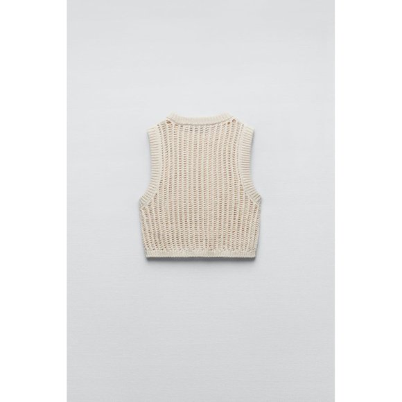 NWT ZARA OFF WHITE ECRU KNIT CROP TOP  *SOLD OUT* - Picture 4 of 5